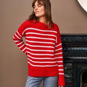 La Ligne Marin Sweater Red with Light Blue Stripes XS